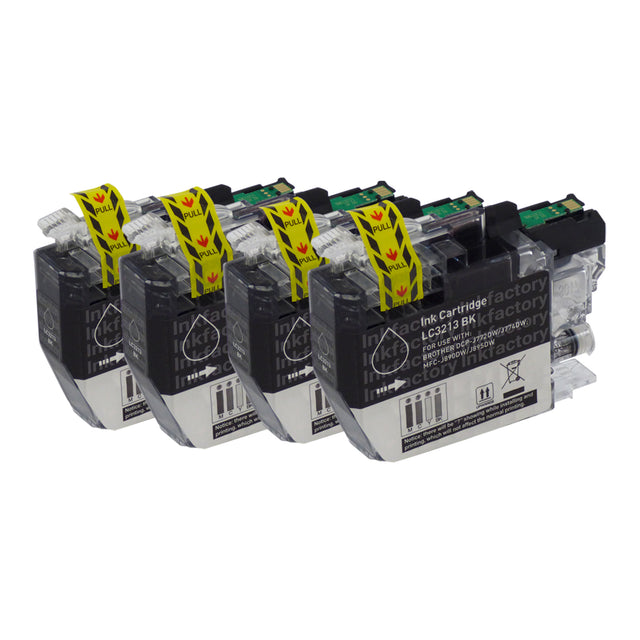 Premium Compatible Brother LC3213XL Black Ink Cartridge x 4