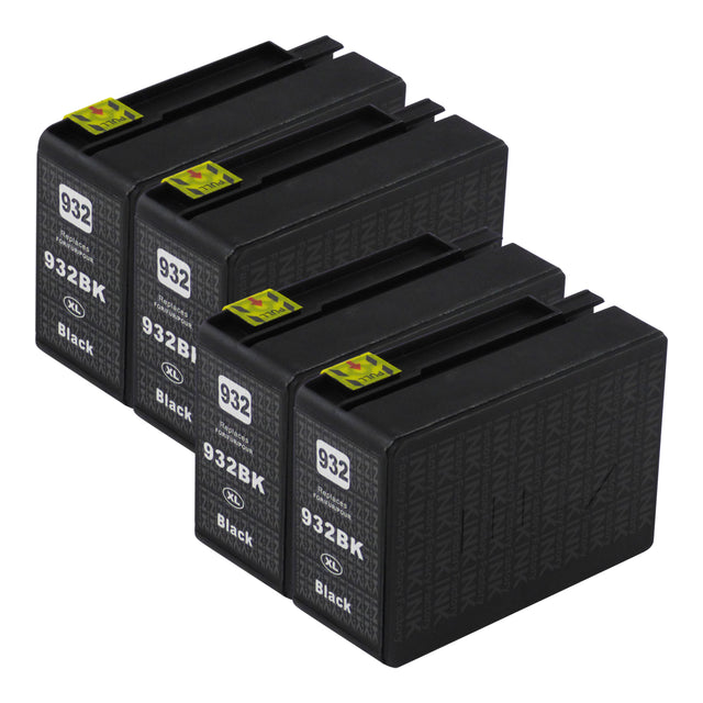 Premium Compatible HP 932XL Black Ink Cartridge x 4