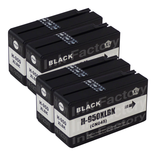 Premium Compatible HP 950XL Black Ink Cartridge x 4